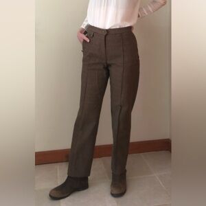 Ralph Lauren Vintage 90s Brown Tailored Pants Cotton Equestrian Luxury 4 Petite